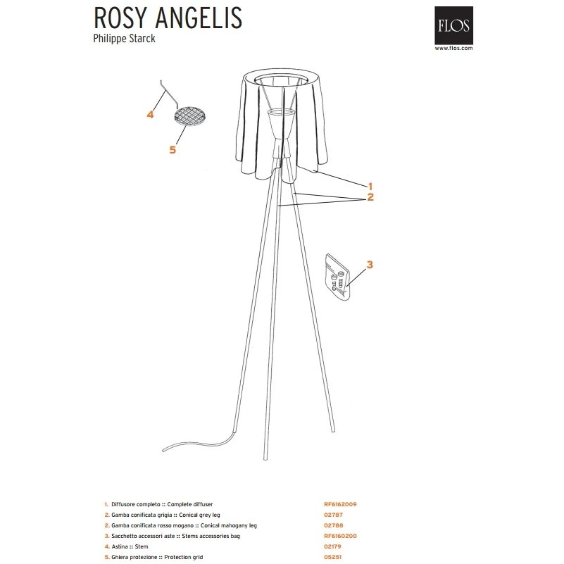 Reserveonderdeel Voor Rosy Angelis VloerLamp - Flos - Koop Online 2 Reserveonderdeel Voor Rosy Angelis VloerLamp - Flos - Koop Online - Afbeelding 2