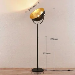 Muriel 1 Vloerlamp Black/Gold - Lindby - Koop Online -Woonverlichting Winkel 42510965519073