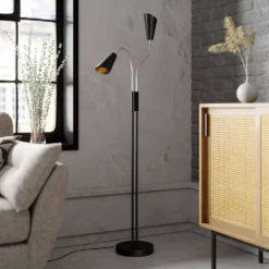 Medira Vloerlamp Black/Gold - Lucande - Koop Online -Woonverlichting Winkel 42510965777853