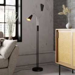 Medira Vloerlamp Black/Gold - Lucande - Koop Online -Woonverlichting Winkel 42510965777856