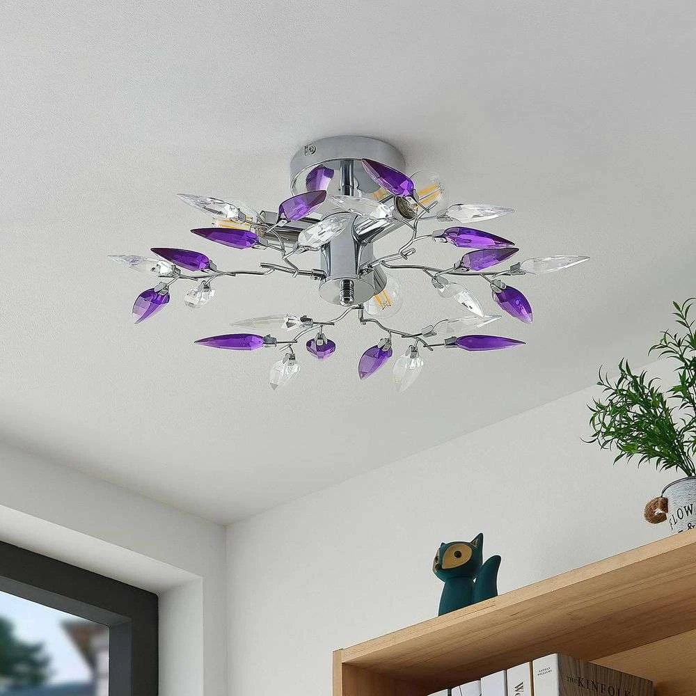 Nursah Plafondlamp Ø45 Chrome/Violett - Lindby - Koop Online 2 Nursah Plafondlamp Ø45 Chrome/Violett - Lindby - Koop Online - Afbeelding 2