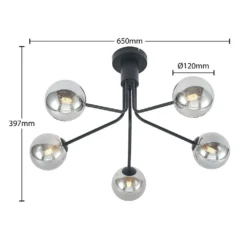 Wynina 5 Plafondlamp Black/Smoke - Lucande - Koop Online -Woonverlichting Winkel 42519117044714