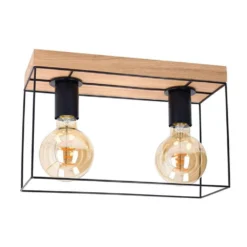 Gretter 2 Plafondlamp Wood/Black - Envostar - Koop Online