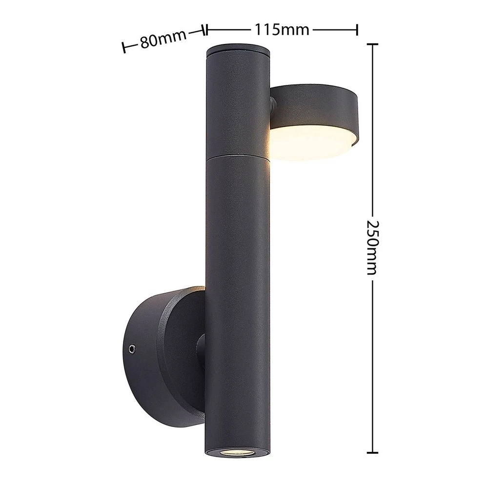 Kynlee 2 LED Buiten Wandlamp Dark Grey - Lucande - Koop Online 5 Kynlee 2 LED Buiten Wandlamp Dark Grey - Lucande - Koop Online - Afbeelding 5