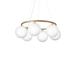 Woonverlichting Winkel 7 Miira 6 Circular Kroonluchter Brass/Opal - Nuura - Koop Online