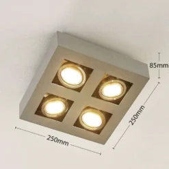 Vince 4 Plafondlamp Square Silvergrey - Arcchio - Koop Online -Woonverlichting Winkel 62911065568414