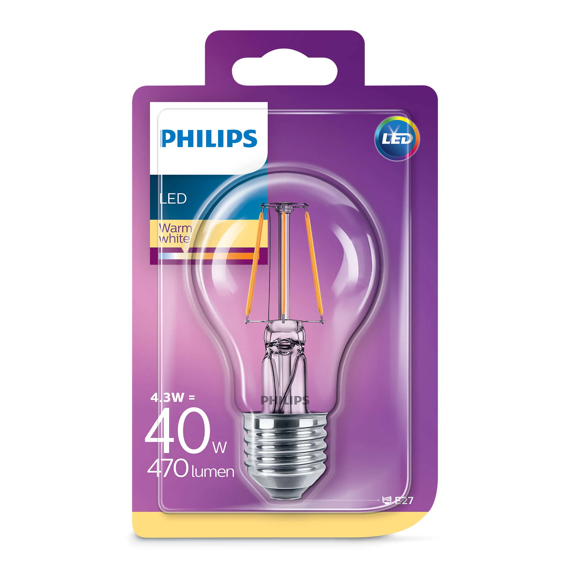 Lichtbron LED 4W (470Lm) Filament E27 - Philips - Koop Online 2 Lichtbron LED 4W (470Lm) Filament E27 - Philips - Koop Online - Afbeelding 2